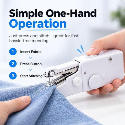 Portable Handheld Mini Sewing Machine – Compact Cordless Fabric Repair Tool for Clothes, Curtains & DIY Sewing