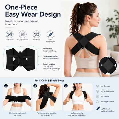 🧍🧍Elastic Posture Support Shoulder Straps for Men & Women – Everyday Back Support for Home & Office, S–XXL