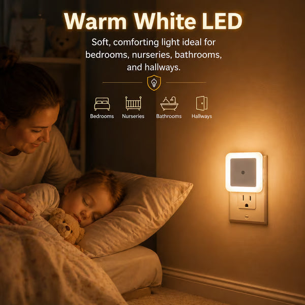 💡 6-Pack Dusk-to-Dawn LED Night Lights – Warm White, Plug-In 🌙