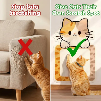 SmartWell Woven-Look Cat Scratcher Pad – Self-Adhesive Geometric Felt Furniture Protector with Bonus Toy