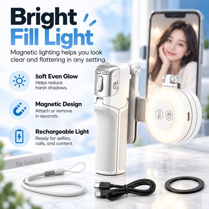 📸 Zoomable Magnetic Palm Grip | Selfie Stick & Tripod