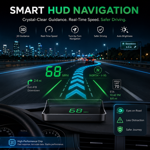 💡 No complicated wiring! Plug and play GPS HUD speedometer for any car.