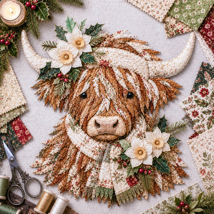 🐮💐🌸 Birth Flower Highland Cow 3D Layered Fabric Art DIY Kit (Beginner-friendly) 🔥 Buy 2 Free 1