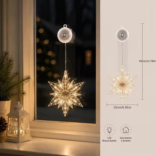 🎄 2Pcs Christmas LED Window Lights – Battery Operated Suction Cup Holiday Decorations, Warm White & Multicolor