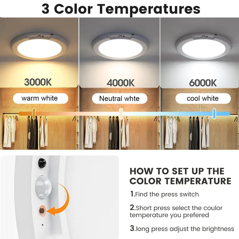 Rechargeable Motion Sensor Ceiling Light – Wireless Magnetic Mount, Remote Control & Adjustable LED Lighting