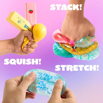 🎁🌈8-Piece Stress Relief Fidget Toy Bundle – Assorted Glitter Squishies & Sensory Toys for Kids, Gifts, Party Favors & Desk Fun