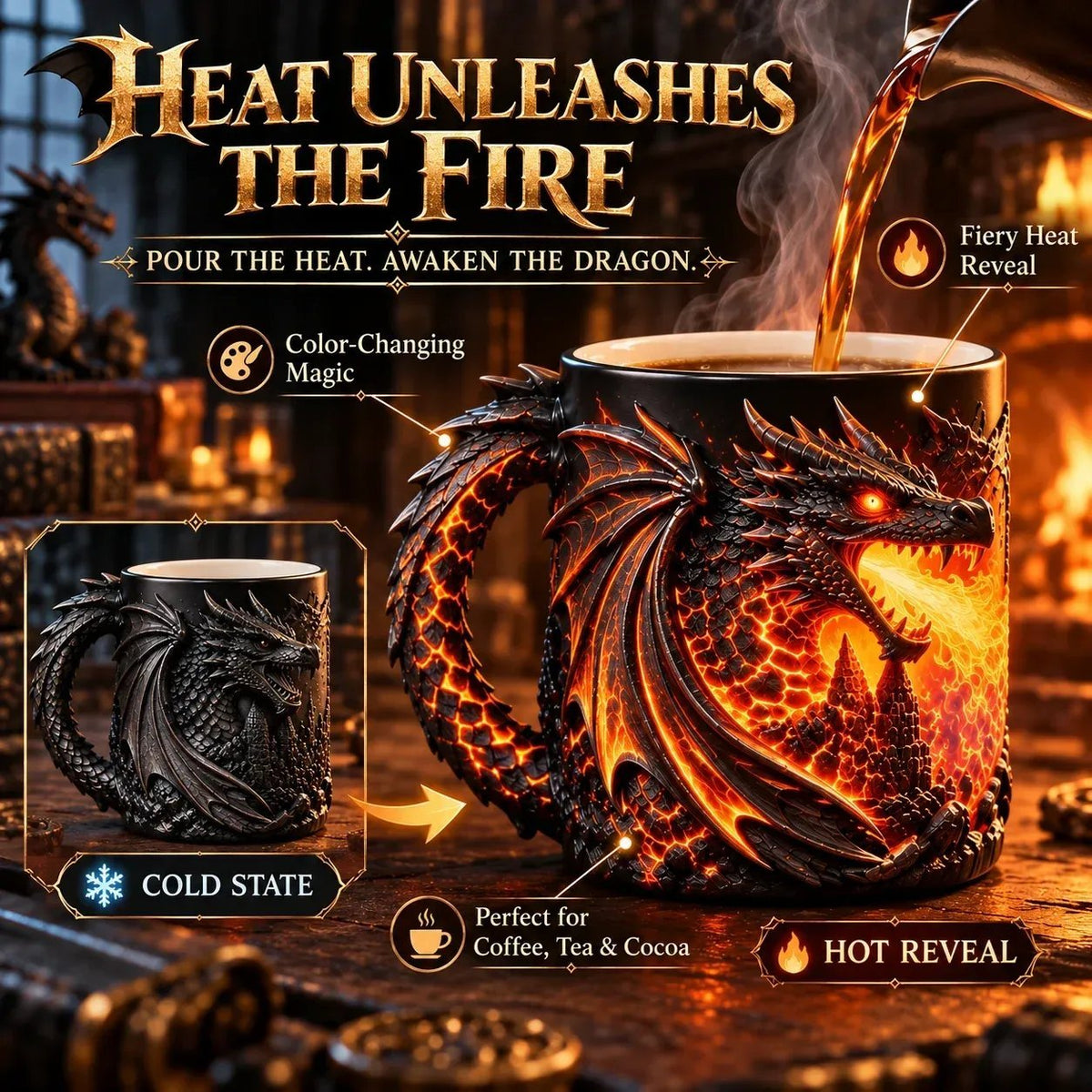 Dragonfire 3D Heat-Reveal Magic Mug - 3