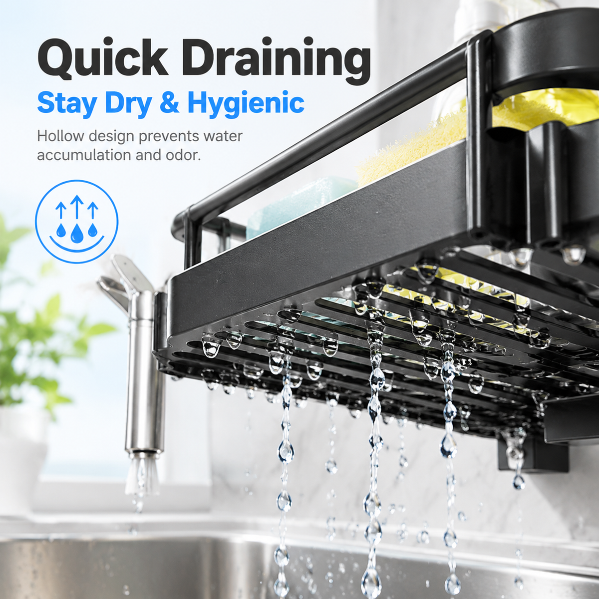 🧽 Faucet-Mounted Sink Caddy with Removable Drip Tray