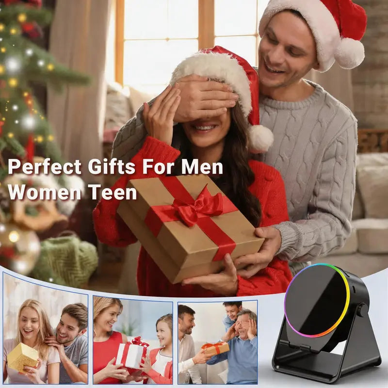 5-in-1 Wireless Induction Bluetooth Speaker – 360° Rotating LED Light Stand, 10m Range