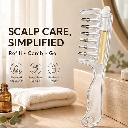 Refillable scalp liquid applicator comb