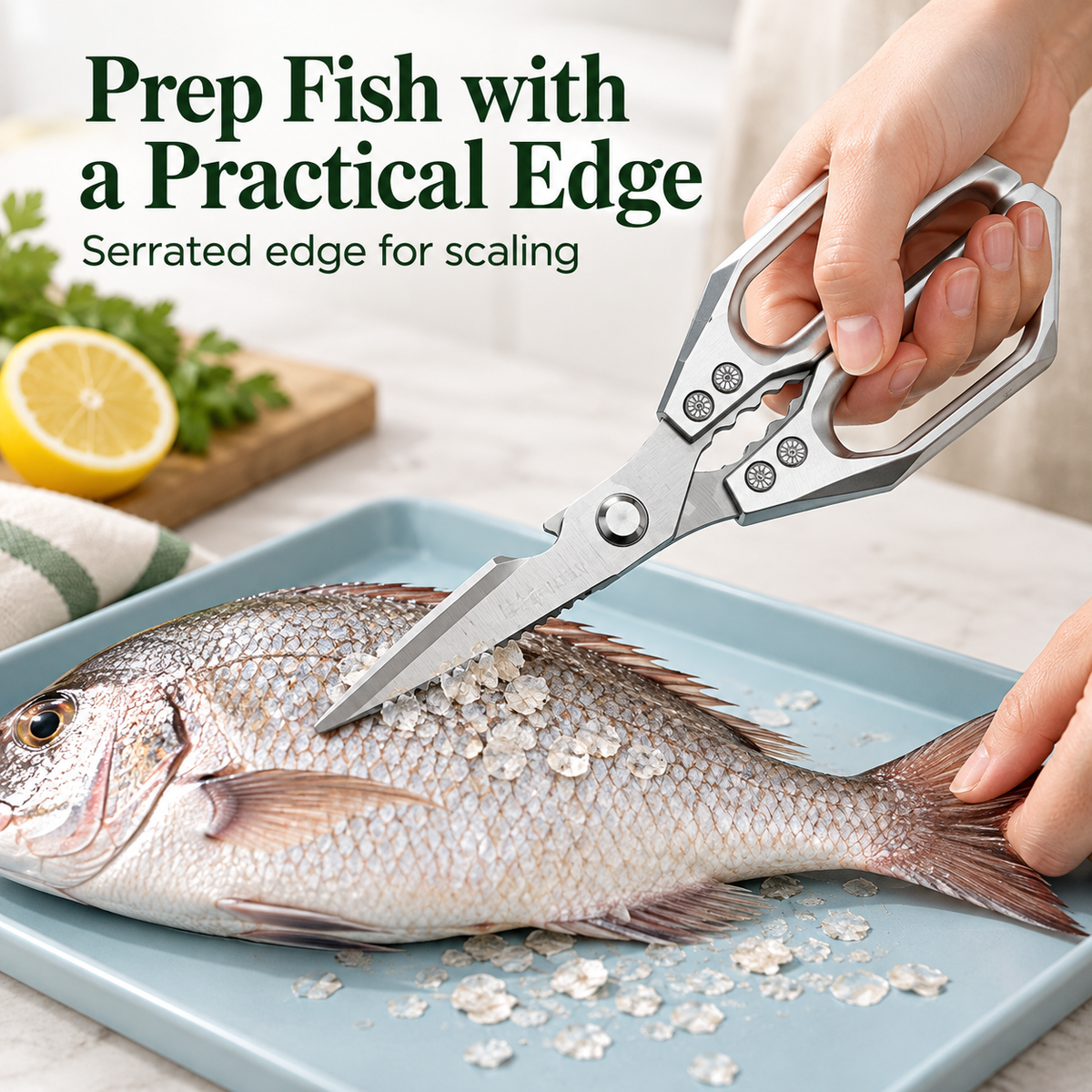 Heavy-Duty Stainless Steel Kitchen Shears – Detachable Blades for Easy Cleaning & Everyday Food Prep