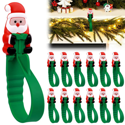 ⏳ Last Day 49% OFF – 🎄No-Drill Christmas Garland Hangers | 12 Santa Adhesive Hooks Holding Up To 5 lbs For Stockings, Wreaths & Holiday Decorations🎅 🎅