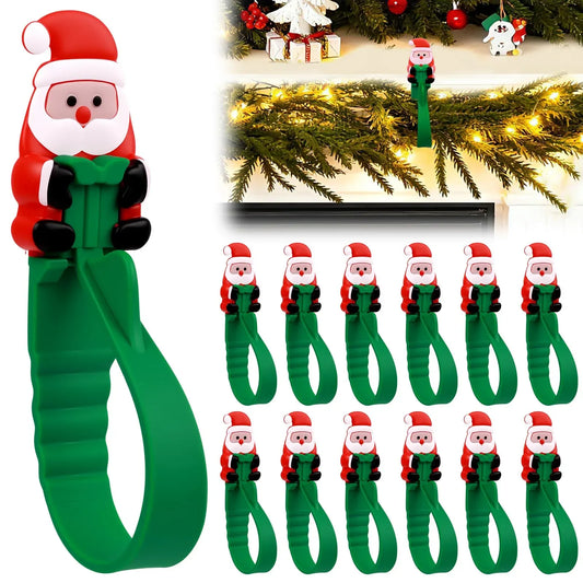 ⏳ Last Day 49% OFF – 🎄No-Drill Christmas Garland Hangers | 12 Santa Adhesive Hooks Holding Up To 5 lbs For Stockings, Wreaths & Holiday Decorations🎅 🎅