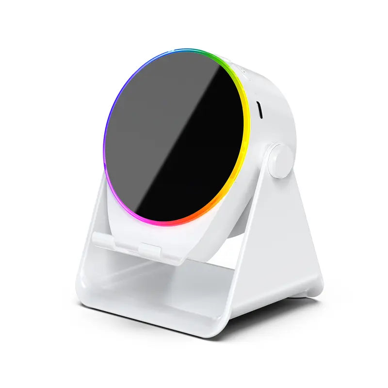 5-in-1 Wireless Induction Bluetooth Speaker – 360° Rotating LED Light Stand, 10m Range