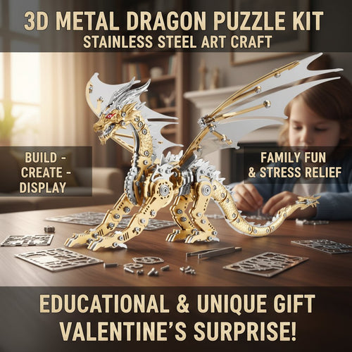 3D Metal Dragon Puzzle Kit – Mechanical DIY Model for Adults & Teens
