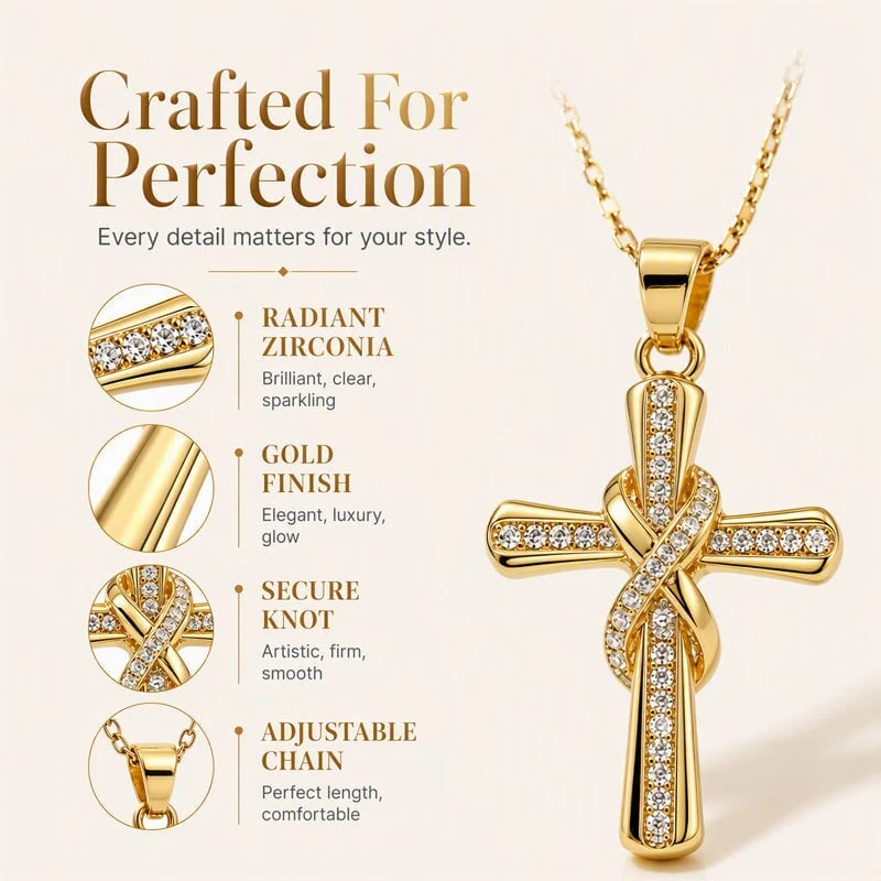 ✨💎 Women's Sparkling Twisted Knot Cross Pendant Necklace ✝️