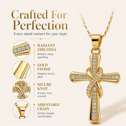 ✨💎 Women's Sparkling Twisted Knot Cross Pendant Necklace ✝️