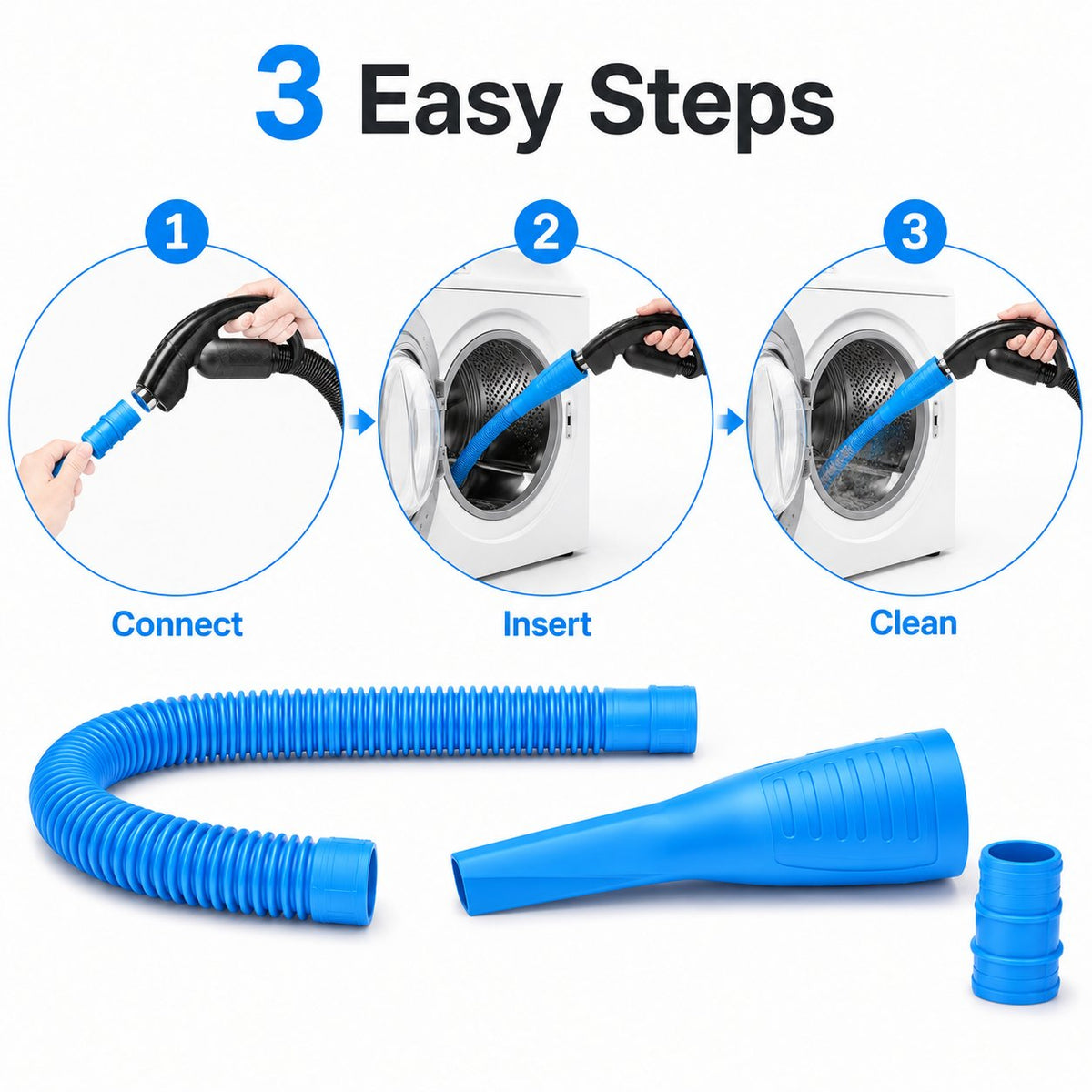 🧹 2-in-1 Dryer Vent Cleaning Kit – Vacuum Hose Attachment & Flexible Lint Brush ✨