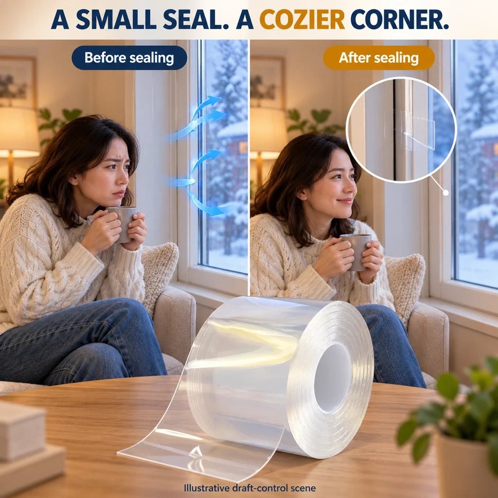 Clear window and door draft-sealing tape