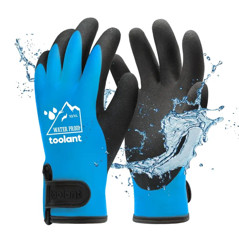 🧤🧤toolant Heavy-Duty Waterproof Insulated Work Gloves – Latex Grip & Adjustable Wrist for Gardening and DIY