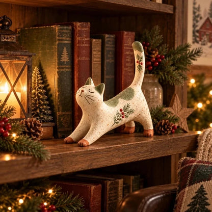 🔥Last Day 49% OFF  😽🐈 Woodland Christmas Cat Figurine🔥
