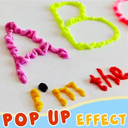 6-Color Magic Puffy Drawing Pens – Heat-Activated 3D Art Marker Set for Kids & DIY Crafts
