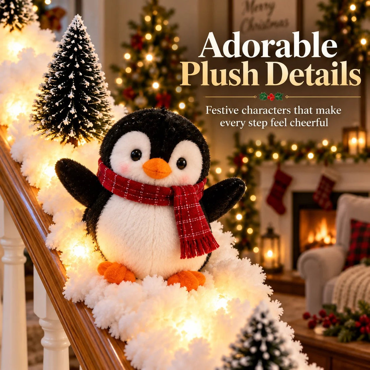 🔥 Hot Sale 40% OFF – Playful Penguin Snowy Stair Railing Decor 🐧❄️