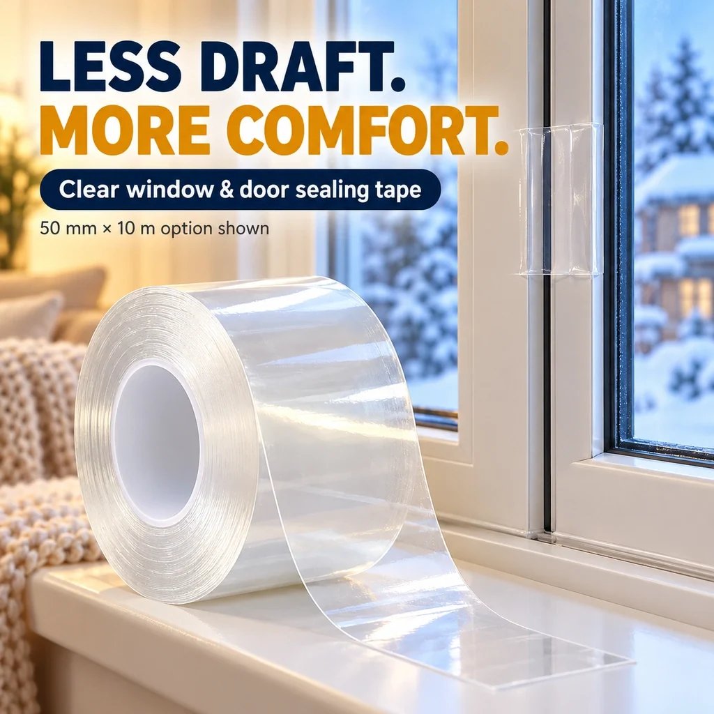 Clear window and door draft-sealing tape