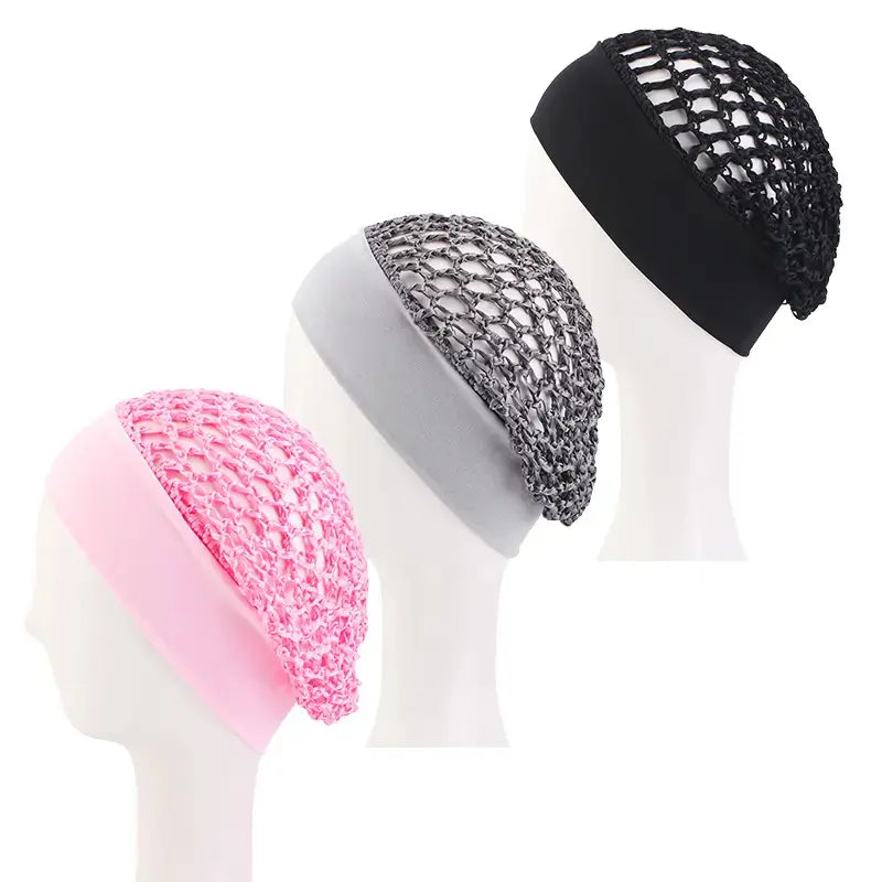 🌙 3-Pack Soft Sleep Bonnets – Stretchy Wide Band for Nighttime Hair Protection ✨
