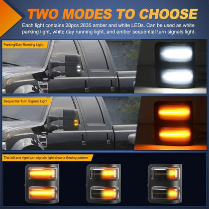 💡💡Nilight Switchback LED Truck Mirror Lights – Amber Turn Signals & White Parking Lamps, Smoked Lens, Plug-and-Play for Select 2008–2016 Ford F-250, F-350, F-450 & F-550 Super Duty