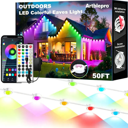 Permanent Outdoor Lights – App-Controlled Color-Changing Eave Lights with Music Sync, IP67 Waterproof Design for Christmas & Halloween