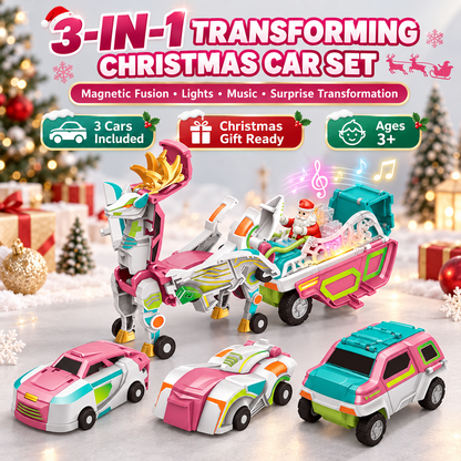 🎄🚗 3-in-1 Magnetic Transforming Christmas Car Set
