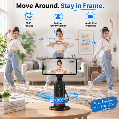 📱360° Auto Face Tracking Phone Holder  – Gesture Control Hands-Free Vlogging Stand