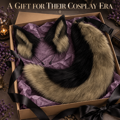 Fluffy Fox Ears & Tail Cosplay Set – Soft Plush Accessories for Anime Conventions, Halloween & Dress-Up