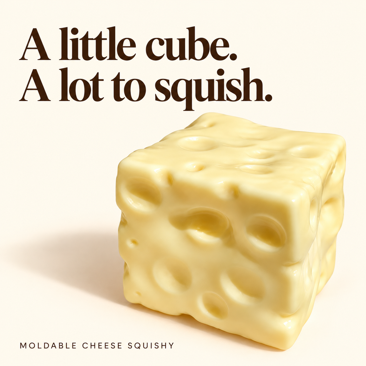 🧀 No-Rebound Cheese Squishy Cube | Squeeze, Shape & Fidget