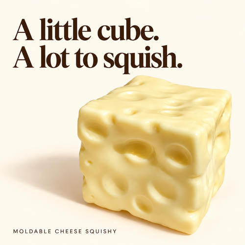 🧀 No-Rebound Cheese Squishy Cube | Squeeze, Shape & Fidget