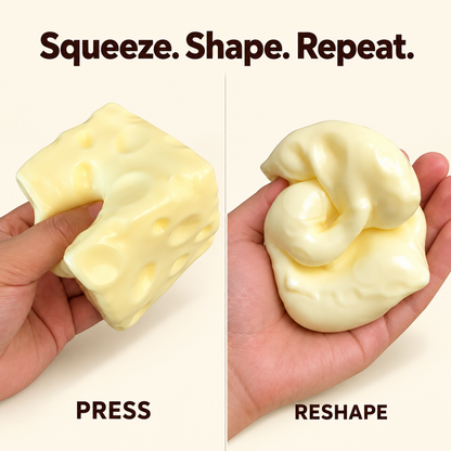 🧀 No-Rebound Cheese Squishy Cube | Squeeze, Shape & Fidget