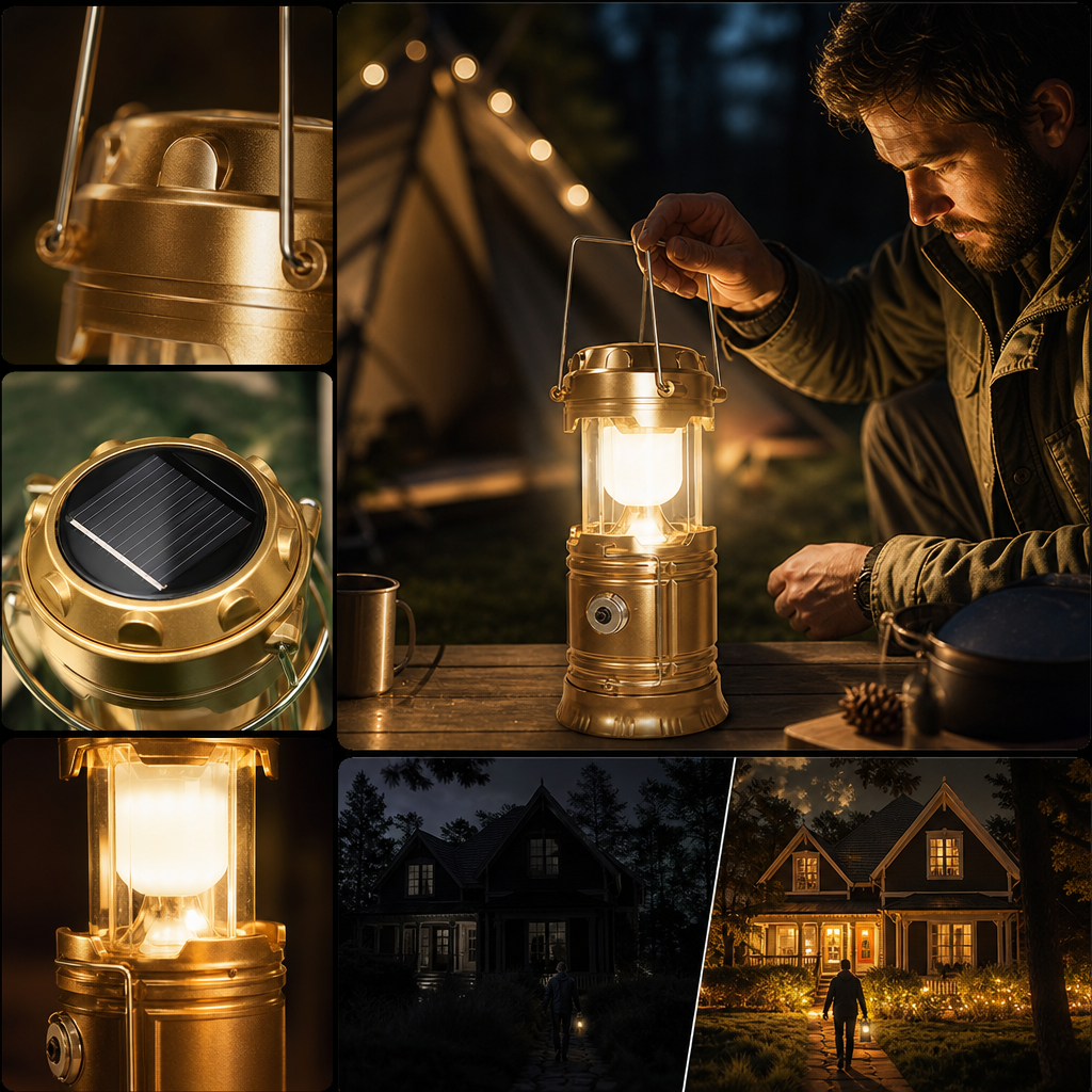 ⏰Careluxpro Solar-powered retractable camping lantern⛺️⛺️