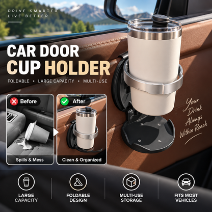 🚗 Foldable Car Door Cup Holder – Extra Drink Space, Less Clutter