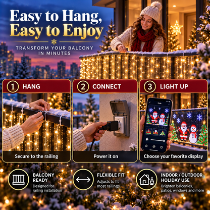 🎄🏠 Smart RGB Pixel Curtain Lights – App-Controlled Animated Holiday Display for Balcony & Window Decor-1.6m*1.6m