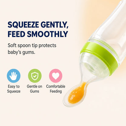 🍼 Early Bird Sale 50% OFF — Baby Food Squeeze Spoon Feeder | 2-In-1 Silicone Feeding Bottle 👶
