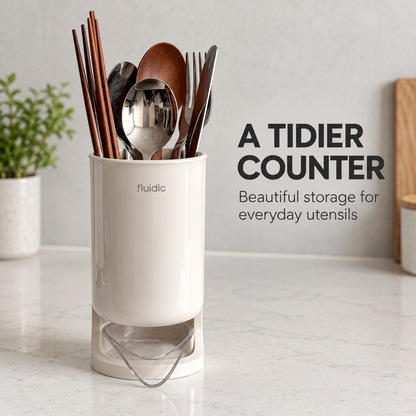 ✨✨Draining Utensil Holder – Compact Countertop Organizer for Chopsticks, Spoons & Forks
