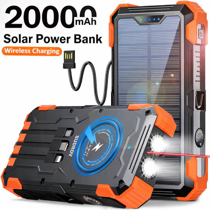 2026 Must-Have: Massive Capacity Power Bank for Emergency & Survival（49800mAh Solar Charger Power Bank with 4 Cables）