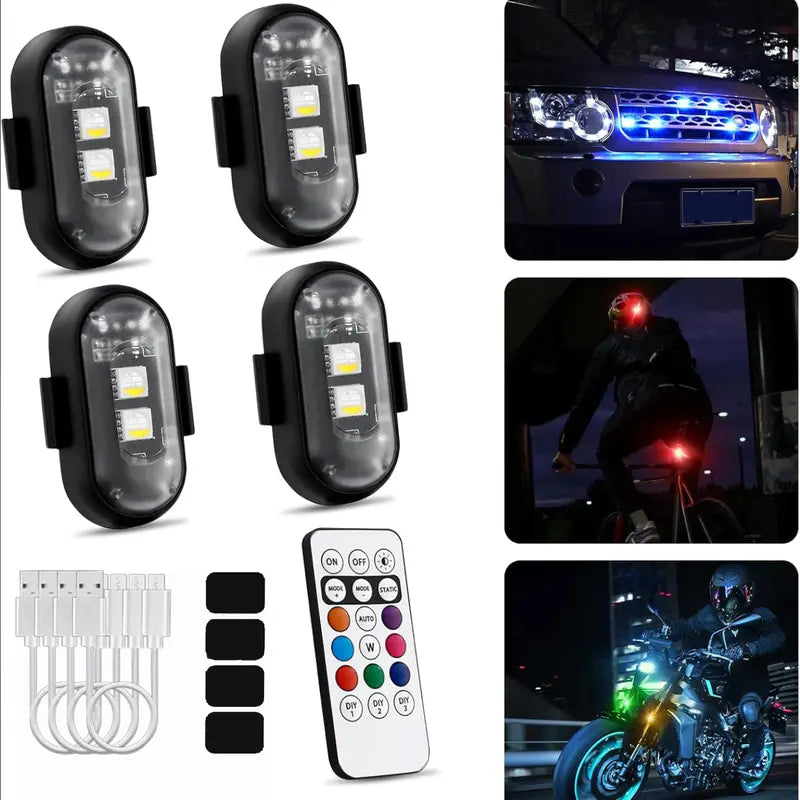 🚨✨ RGB LED Aircraft Strobe Light – Wireless Remote Warning Light for Bike, Car & Motorcycle 🏍️