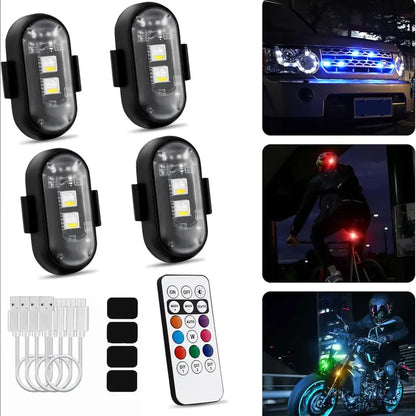🚨✨ RGB LED Aircraft Strobe Light – Wireless Remote Warning Light for Bike, Car & Motorcycle 🏍️