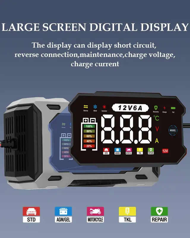 12V6A Plug-in Intelligent Lead Acid Battery Charger & Maintainer