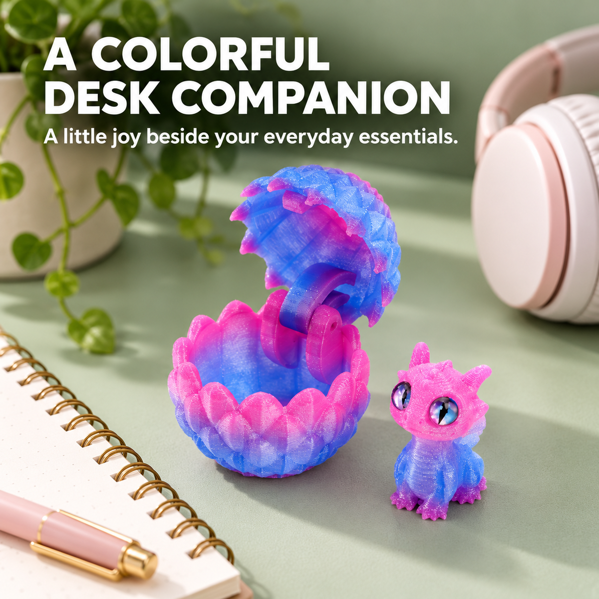 🐉🐉3D-Printed Dragon Egg & Baby Dragon Set – Colorful Opening Egg Collectible & Desk Decor