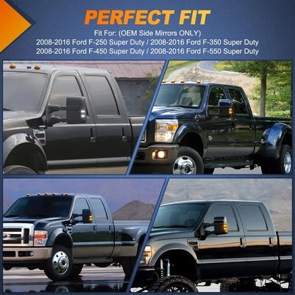 💡💡Nilight Switchback LED Truck Mirror Lights – Amber Turn Signals & White Parking Lamps, Smoked Lens, Plug-and-Play for Select 2008–2016 Ford F-250, F-350, F-450 & F-550 Super Duty