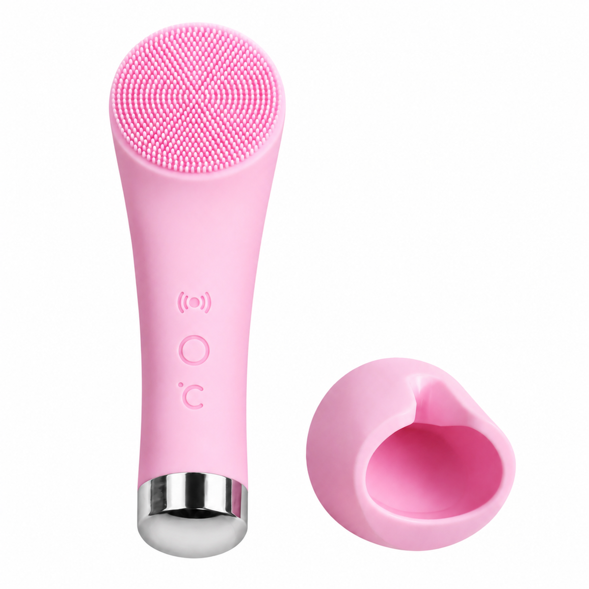 🫧 PRITECH Heated Vibrating Facial Cleansing Brush – Silicone Face Scrubber with Massage 🌸