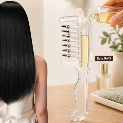 Refillable scalp liquid applicator comb